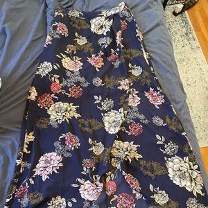 Navy Blue Floral Skirt